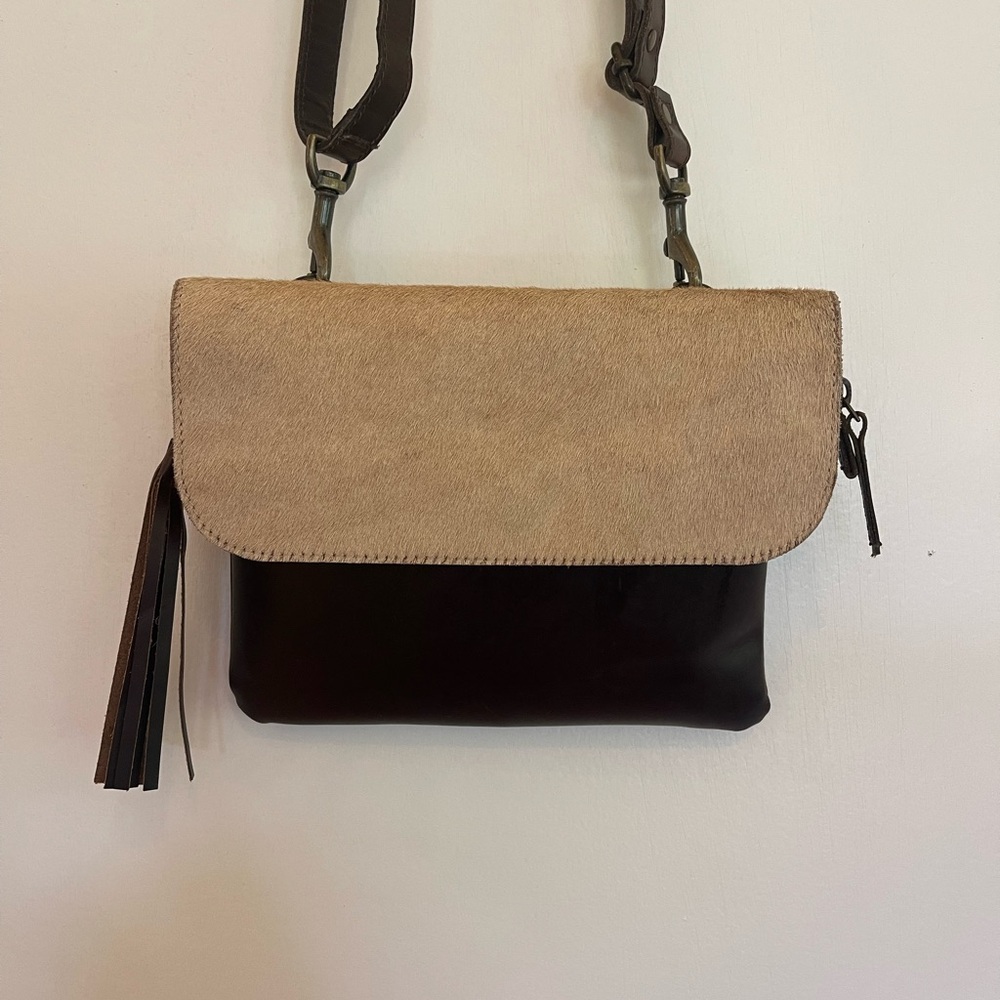 Crosstree Lane Cream & Brown Leather Crossbody Bag